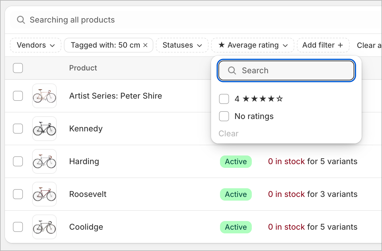 Average rating filter